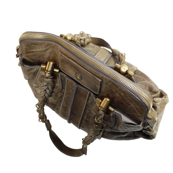 Chloé Heloise Brown Pebbled Leather Satchel Boho Luxe Designer Bag - Picture 7 of 11